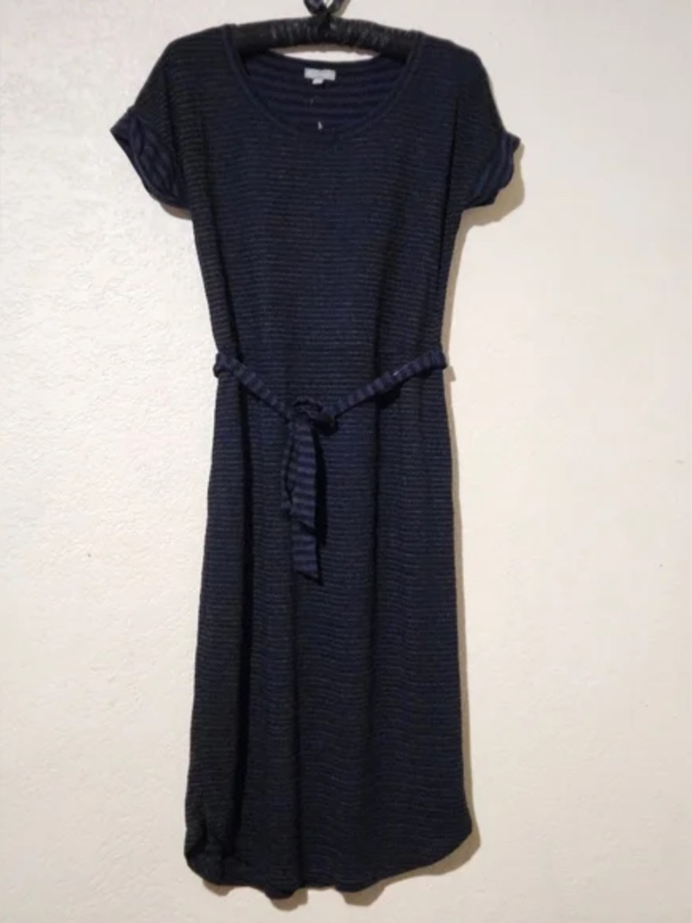 Talbots Navy Striped Dress With Pockets